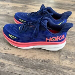 Hoka Blue and Pink Running Shoes